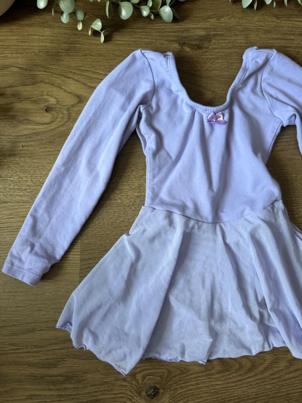 Dansina Lavender Ballet Leotard Dress Girls Long Sleeve Dance Tutu Size XS